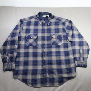 Vtg Flannel Northwest Territory Shirt Shacket Size XL Men Acrylic Plaid Blue